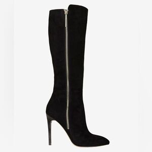 FRENCH CONNECTION MOLLY BLACK SUEDE KNEE LENGTH HEELED BOOTS SIZE 38M